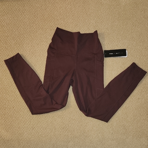 Yogaliciouse Lux  Burgundy High-Rise Leggings Small Size With 2 Side Pockets - Picture 1 of 11